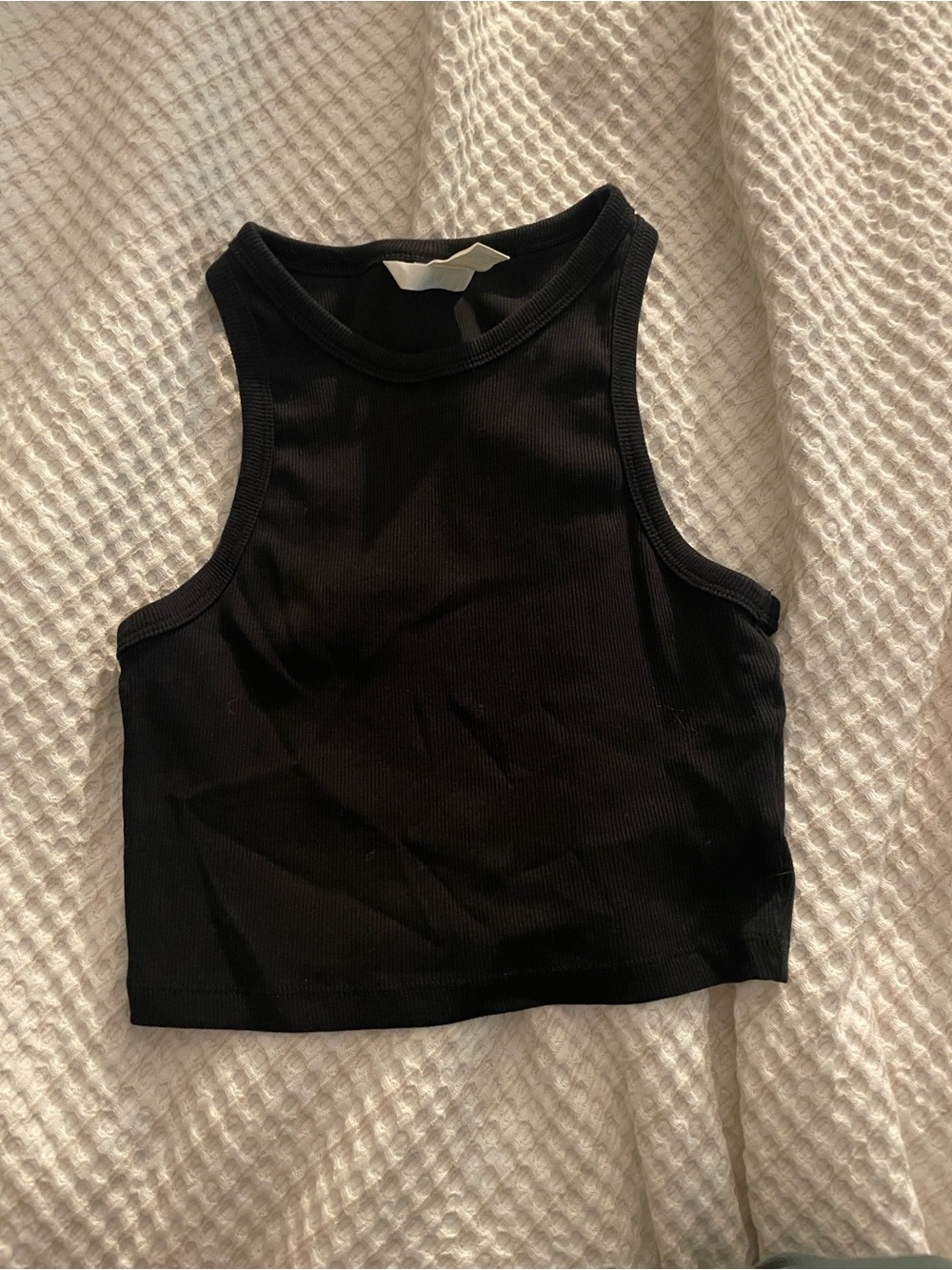 H&M Black Ribbed Cropped Tank Top